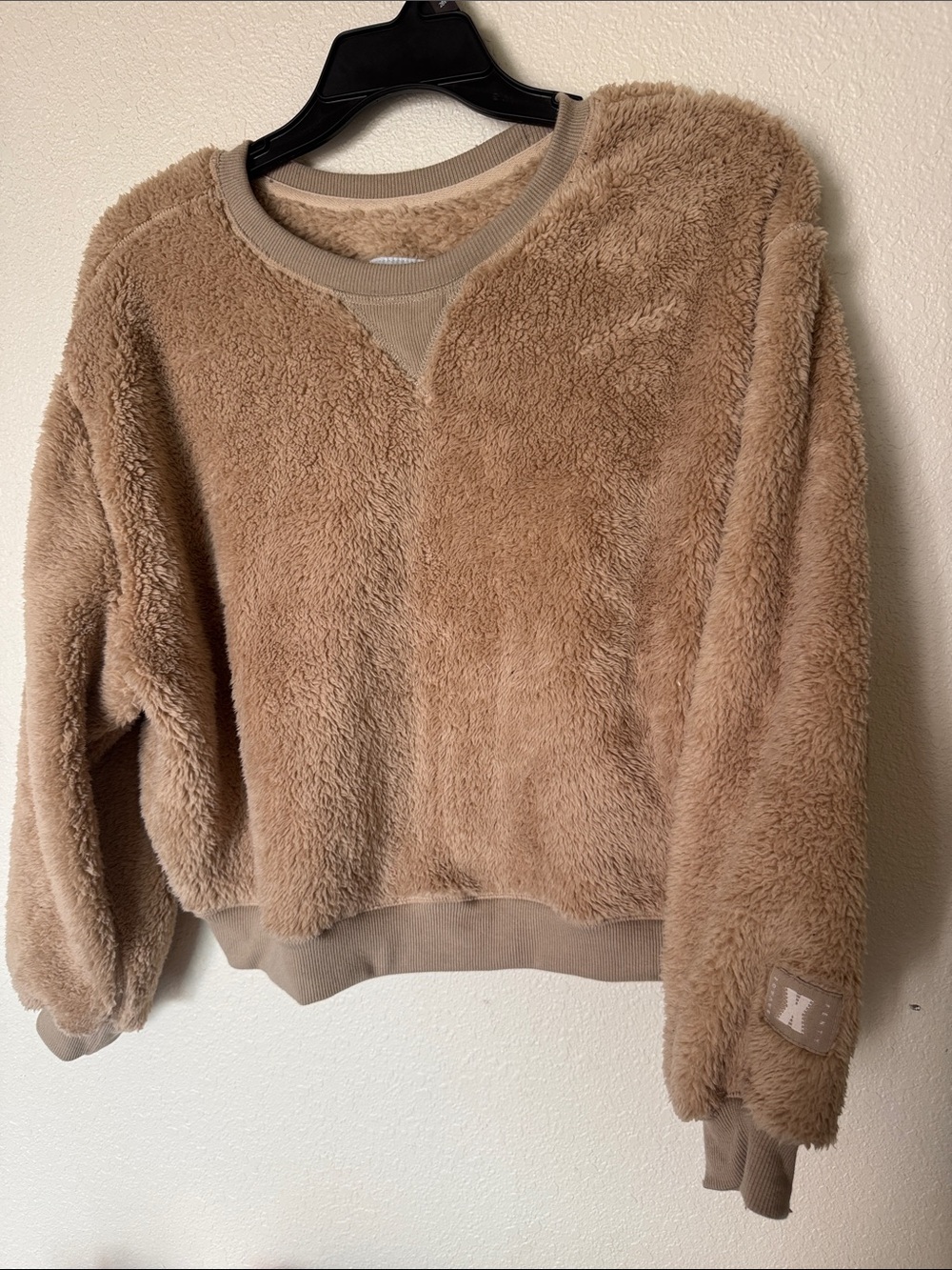 Savage X Fenty Plush Teddy Crewneck Sweater - Camel Brown